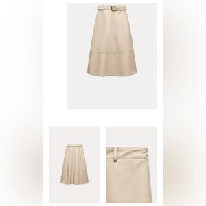 ZARA Size, extra large, NWT-FAUX  LEATHER, BELTED SKIRT. layered skirt.